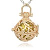 Golden Tone Brass Hollow Round Cage Pendants KK-J227-02G-1