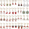 20Pairs 20 Styles Christmas Tree & Bell & Deer & Snowman Enamel Dangle Clip-on Earrings EJEW-AN0003-39-1
