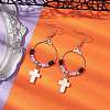 Cross Synthetic Turquoise & Polymer Clay Dangle Earrings for Women EJEW-JE05893-02-2