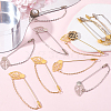 40Pcs 2 Styles Leaf Stainless Steel Round Tray Stick Lapel Pins JEWB-SC0001-75A-3
