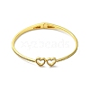 Rack Plating Brass Micro Pave Clear Cubic Zirconia Hollow Double Heart Hinged Bangles BJEW-H616-02G-2