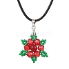 3Pcs 3 Styles Natural Carnelian(Dyed & Heated) & Dyed Malaysia Jade & Rose Quartz & Glass Snowflake Pendant Necklaces NJEW-JN05054-3