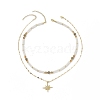 2Pcs 2 Style Clear Cubic Zirconia Star Pendant Necklaces Set with Brass Chains NJEW-JN04171-1