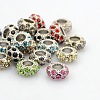 Platinum Plated Alloy Grade A Rhinestone European Beads CPDL-J022-11x6mm-P-1