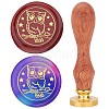 Brass Wax Seal Stamps with Rosewood Handle AJEW-WH0412-0101-1