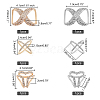 CHGCRAFT 6Pcs 6 Style Crystal Infinity-shaped & X-shape & Three Ring Shape Rhinestone Scarf Buckle Rings JEWB-CA0001-03-2