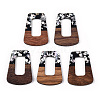 Opaque Resin & Walnut Wood Pendants RESI-N039-65C-1