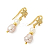 3 Pairs 3 Colors Natural Cultured Freshwater Pearl & Brass Cubic Zirconia Dangle Earrings EJEW-JE07265-5