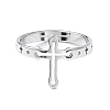 304 Stainless Steel Hollow Out Cross Adjustable Ring for Women RJEW-I097-05P-2