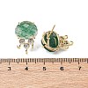 Brass Micro Pave Cubic Zirconia Stud Earring Findings with Natural Natural Green Strawberry Quartz KK-Z096-05G-02-3