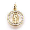 Brass Micro Pave Cubic Zirconia Pendants X-ZIRC-E152-14G-RS-1