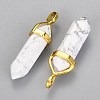 Natural Howlite Double Terminated Pointed Pendants G-G902-B21-2