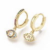 Brass Micro Pave Colorful Cubic Zirconia Dangle Hoop Earrings EJEW-S208-082-1