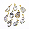 Plated Natural Druzy Grey Agate Pendants G-R435-28-1