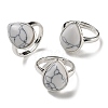 Natural & Synthetic Gemstone Teardrop Adjustable Rings RJEW-K371-08S-2