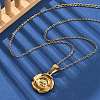 304 Stainless Steel Rose Pendant Necklaces for Women NJEW-S439-01A-G-1