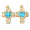 Rack Plating Brass Micro Pave Cubic Zirconia Pendants KK-P268-17C-G-1