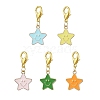 Star with Smiling Face Alloy Enamel Pendant Decooration HJEW-JM01965-1