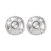 304 Stainless Steel Flat Round Stud Earrings EJEW-K295-17P-1