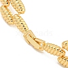 Brass Micro Pave Clear Cubic Zirconia Oval & Croissant Link Chian Bracelets for Women BJEW-M322-06G-3