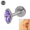 G23 Titanium Cubic Zirconia Horse Eye 17 Gauge Threadless Labrets for Women Men WG9E7C9-34-1