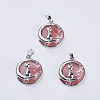 Fashion Natural & Synthetic Mixed Stone Kitten Pendants G-K234-D-2