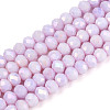 Anti-Tarnish Electroplate Rondelle Glass Beads Strands X-EGLA-T021-4mm-17-02-1
