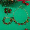 Christmas Bell Alloy with Plastic Pearl Beaded Pendant Necklaces & Dangle Earrings & Charm Bracelets Sets WG23D9C-03-1