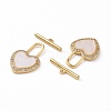 Brass Micro Pave Clear Cubic Zirconia with Shell Toggle Clasps KK-E068-VC170-3