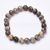 Natural Flower Agate Beaded Stretch Bracelets BJEW-S128-05-2