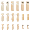 SUPERFINDINGS 18Pcs 9 Style Unfinished Wooden Peg Dolls Display Decorations WOOD-FH0002-08-1