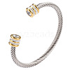 April Twisted Stainless Steel Rhinestone Open Cuff Bangles VG2033-4-1
