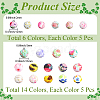 100Pcs 20 Colors Printed Round Silicone Focal Beads SIL-PA0001-41-2