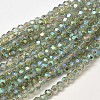 Faceted Round Full Rainbow Plated Electroplate Glass Beads Strands X-EGLA-J130-FR07-1