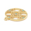 Rack Plating Brass Micro Pave Clear & Cyan Cubic Zirconia Pendants X-KK-D073-14G-3