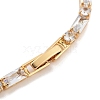 Brass Pave Clear Cubic Zirconia Rectangle & Flat Round Link Bracelets BJEW-B094-02G-3
