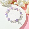 8mm Round Natural Aquamarine & Rose Quartz & Amethyst Beaded Stretch Bracelets X-BJEW-TA00502-2