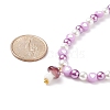 Lampwork Mushroom Pendant Necklace with Glass Pearl & Acrylic Heart Beaded for Women NJEW-JN03904-7