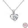 Anti-Tarnish Rhodium Plated 925 Sterling Silver Pendants ZIRC-BB50406-A-1