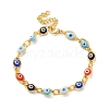 Evil Eye Brass Link Bracelets for Woamn BJEW-S157-05G-4