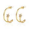 Stainless Steel Arc Stud Earrings with Cubic Zirconia for Women KB3039-1-1