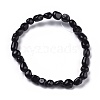 Natural Black Tourmaline Bead Stretch Bracelets X-BJEW-K213-36-2