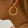 Stainless Steel Classic Elegant Irregular Texture Large Ring Hoop Earrings BQ0961-2-4