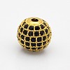 CZ Brass Micro Pave Grade AAA Black Color Cubic Zirconia Round Beads KK-O065-10mm-01G-NR-1