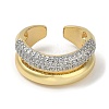 Rack Plating Brass Micro Pave Cubic Zirconia Cuff Finger Rings for Women RJEW-C114-16M-G-2