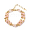 Natural Rose Quartz Beaded Double Line Multi-strand Bracelet BJEW-JB08667-1