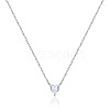 925 Sterling Silver Clear Cubic Zirconia Heart Pendant Cable Chain Necklaces for Women NX7173-1