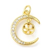 Plane Rack Moon Plating Brass Micro Pave Clear Cubic Zirconia Pendant Rhinestone Settings KK-S396-57G-1