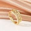 Curb Chain Style Brass Micro Pave Clear Cubic Zirconia Open Cuff Rings for Women RJEW-G343-07G-1