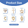 12Pcs 6 Styles Brass Micro Pave Clear Cubic Zirconia Connector Charms KK-TA0001-14-4